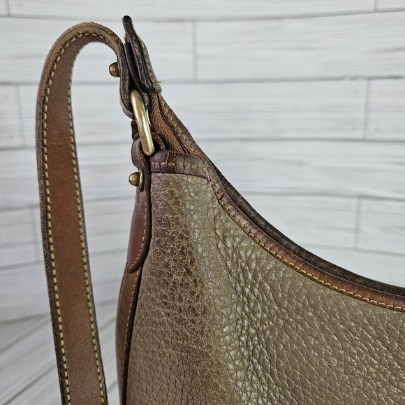 Dooney & Bourke Vintage Pebbled Leather Hobo Bag in Taupe and British Tan - Picture 5 of 14